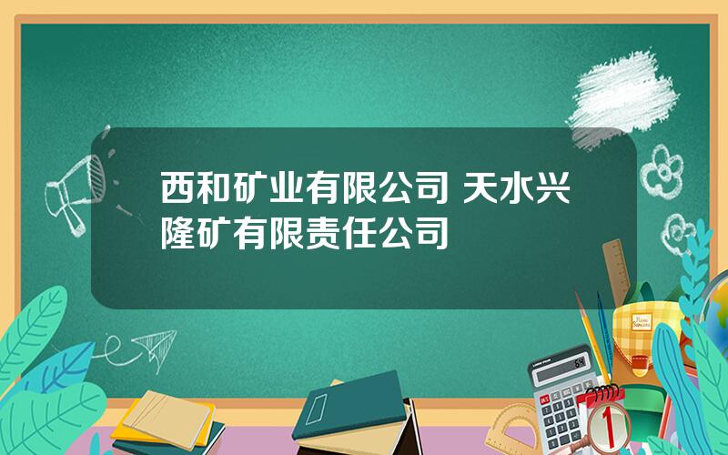 西和矿业有限公司 天水兴隆矿有限责任公司